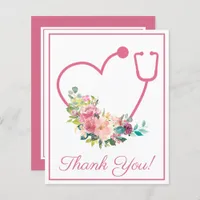 BUDGET Pink Floral Stethoscope Heart Thank You