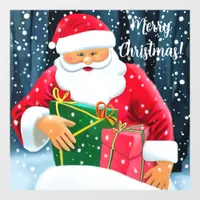 Santa Claus at Christmas in  the snow Window Cling