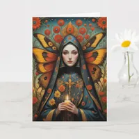 Butterfly Nun Holding Candle All Occasion Blank  Card