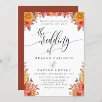 Rustic Fall Terracotta Floral Wedding Invitation