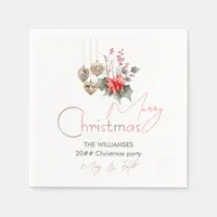 Mistletoe Red Green Posh Christmas Ornament Script Napkins