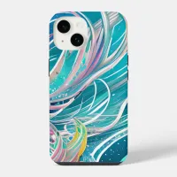 Blue Coral Beachy Abstract Art iPhone 14 Case