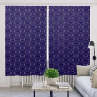 Geometric Patterned Elegant Modern Dark Navy Blue Blackout Curtains