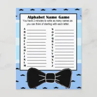 Baby Shower Alphabet Name BINGO Game  Mustache Flyer