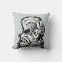 Vintage Alice in a Chair With a Cat Throw Pillow