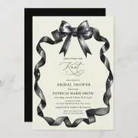 She is tying the knot black bow Bridal Shower Invitation