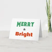 Merry & Bright Words Festive Minimalist Christmas Holiday Card