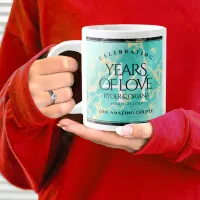 Elegant 44th Turquoise Wedding Anniversary Giant Coffee Mug
