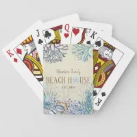 Beach House Family Name Coastal Poker Cards