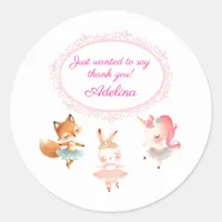 Tutu Cute Ballerina Ballet Animals Birthday Party Classic Round Sticker