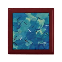 Abstract Art Blue Teal Jewelry Box