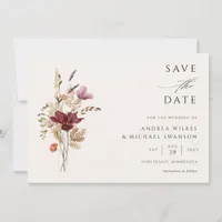 Boho Wildflower Elegant Fall Wedding Save The Date