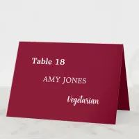 Guest Name Meal Choice Burgundy Place Card