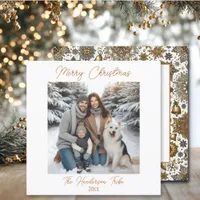 Pretty and Simplistic Gold Family Photo Christmas Holiday Card