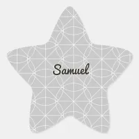 Personalized Gray White Abstract Tile Patterned Star Sticker