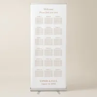 White Golden Beige 18 Table Seating Chart Retractable Banner