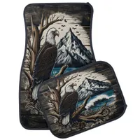 Eagle by Waves and Mountains Car Floor Mat