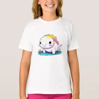 Cute Kawaii Axolotl in Water   T-Shirt