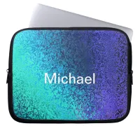 Personalize Name Shades in Blue Laptop Sleeve
