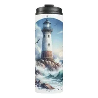 Coastal Beach Lighthouse Thermal Tumbler