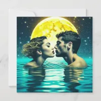 Romantic Kiss Under the Moon Card