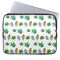 Green and Blue Watercolor Leaves Laptop Sleeve