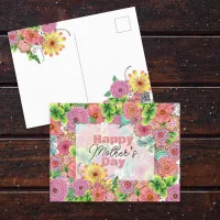 Vibrant Intricate Hand-drawn Florals Mother's Day Postcard