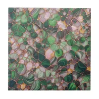 Elegant Modern Green and Gold Pebble  Ceramic Tile