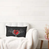 Goth Heart with Bat Wings Throw Pillow