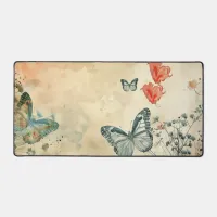 Watercolor Butterflies and Hearts Desk Mat