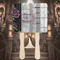 Purple roses by the window - gothic style wedding hand fan