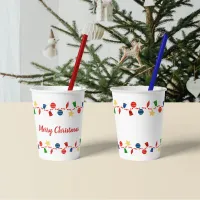 Beaded garland with retro Christmas ornaments Paper Cups