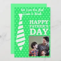 Instagram Photo Tie LT Green Dots Fathers Day Card
