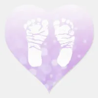 Purple Heart Baby Footprints Stickers