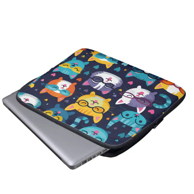 Assorted Cat Faces Funny Cool Cats Laptop Sleeve