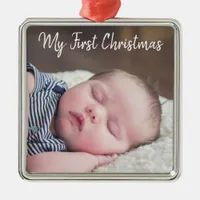 Baby Photo My First Christmas Keepsake Metal Ornament