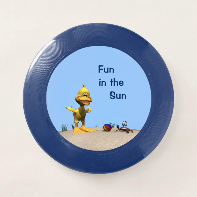 Cute Cartoon Duck and Crab on Beach Wham-O Frisbee