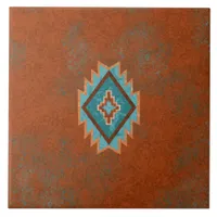 Southwest Canyons Diamond Geometric Pattern Ceramic Tile