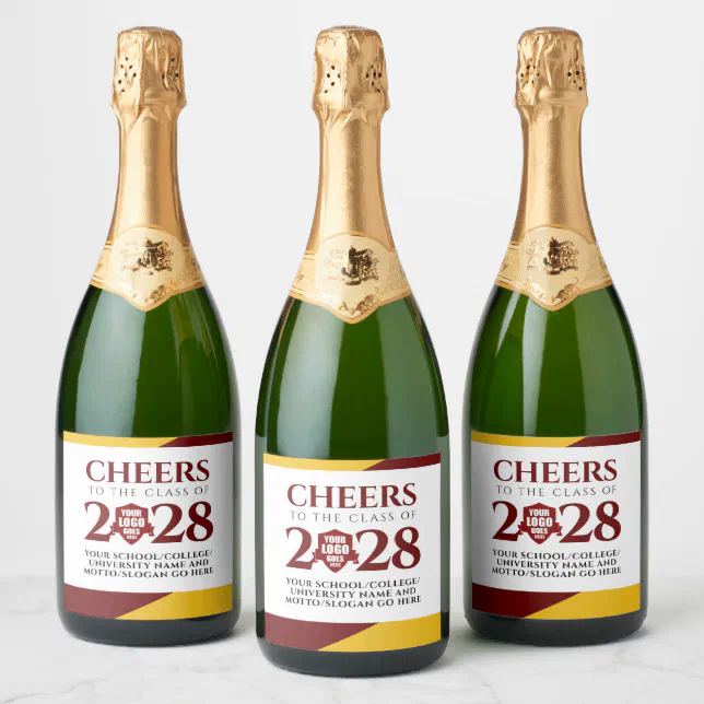 Red Gold School College University Graduation Sparkling Wine Label