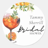 Orange Aperol Spritz Coctail Bridal Shower  Classic Round Sticker