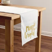 Christmas Merry and Bright Faux Gold Typography Short Table Runner