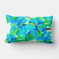 Sublime Himalayan Poppy Aqua Green Floral Pattern Lumbar Pillow