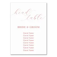 Rose Pink Head Table Wedding Seating Chart Table Number