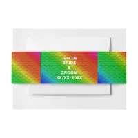 Floral Pattern Rainbow Autumn Wedding Invitation Belly Band