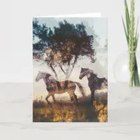 Double Exposure Horses and Trees All Occasions  Card