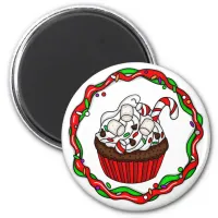 Christmas Cupcake with Candy Cane   Magnet