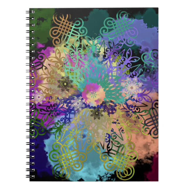 Mandalas dentelles g&#233;om&#233;triques multicolores notebook