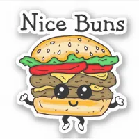 Cartoon Nice Buns Cheeseburger  Sticker