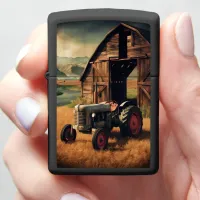 Tractor Resting By A Barn Zippo Lighter