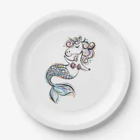 Mermaid Unicorn Paper Plates